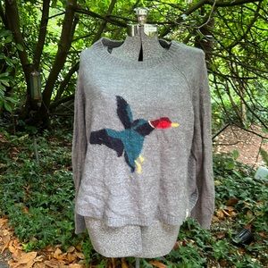 Woolrich fuzzy grey sweater with duck detail